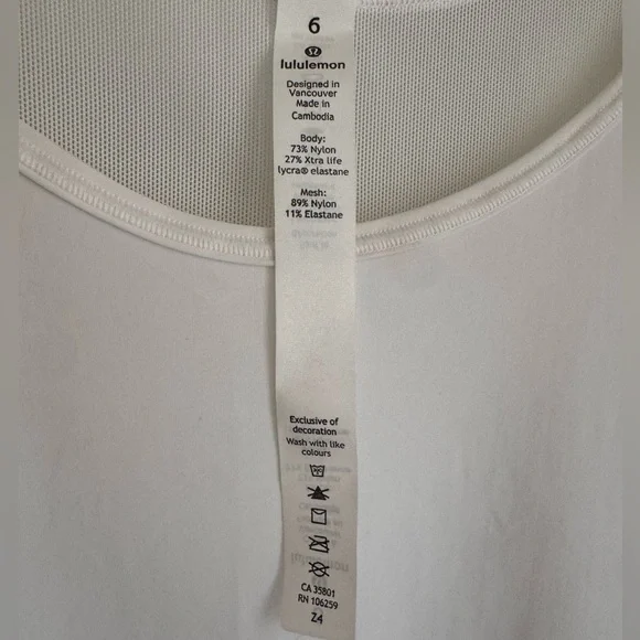 Lululemon Sculpt Tank II White Mesh Running Workout Top Size 6 - Picture 5 of 7